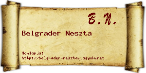 Belgrader Neszta névjegykártya